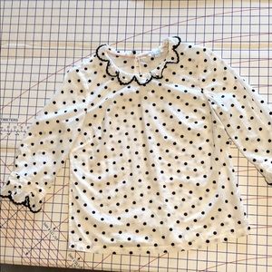 Boden Black & White Embroidered Polka Dot Blouse